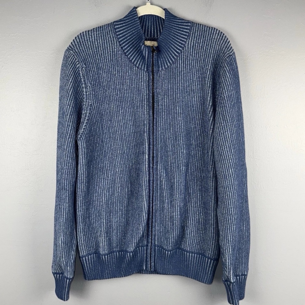 The Territory Ahead Cardigan Men’s L Alpine Ace Zip Ribbed Two Tone Blue